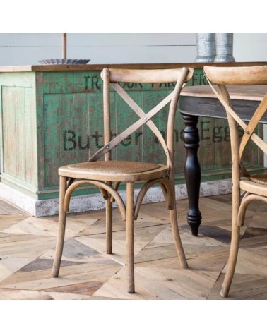 Silla Cruceta CROSSBACK madera de haya y rattan 50x50x90cm